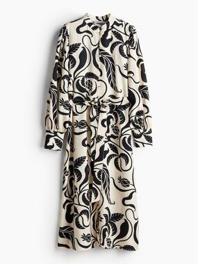 H&M Black and Cream Floral Print Midi Dress ( out of stock online! )